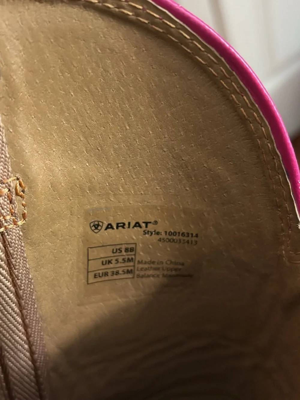 Ariat Brown Leather & Pink Accent Leaf Print Western Boots
